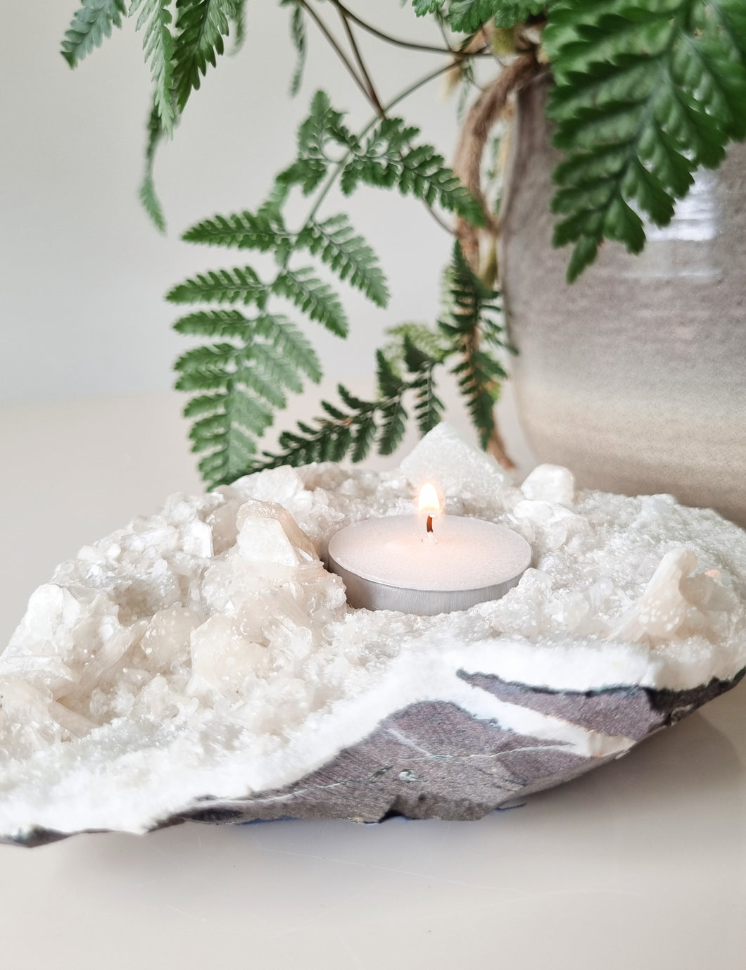 Apophyllite candle holder
