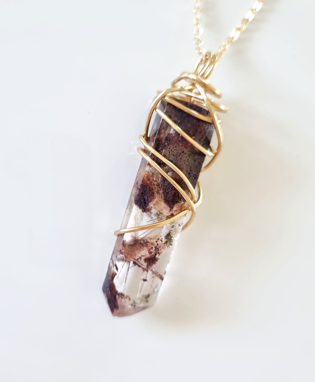Rutilated Quartz with Lodolite Inclusions pendant