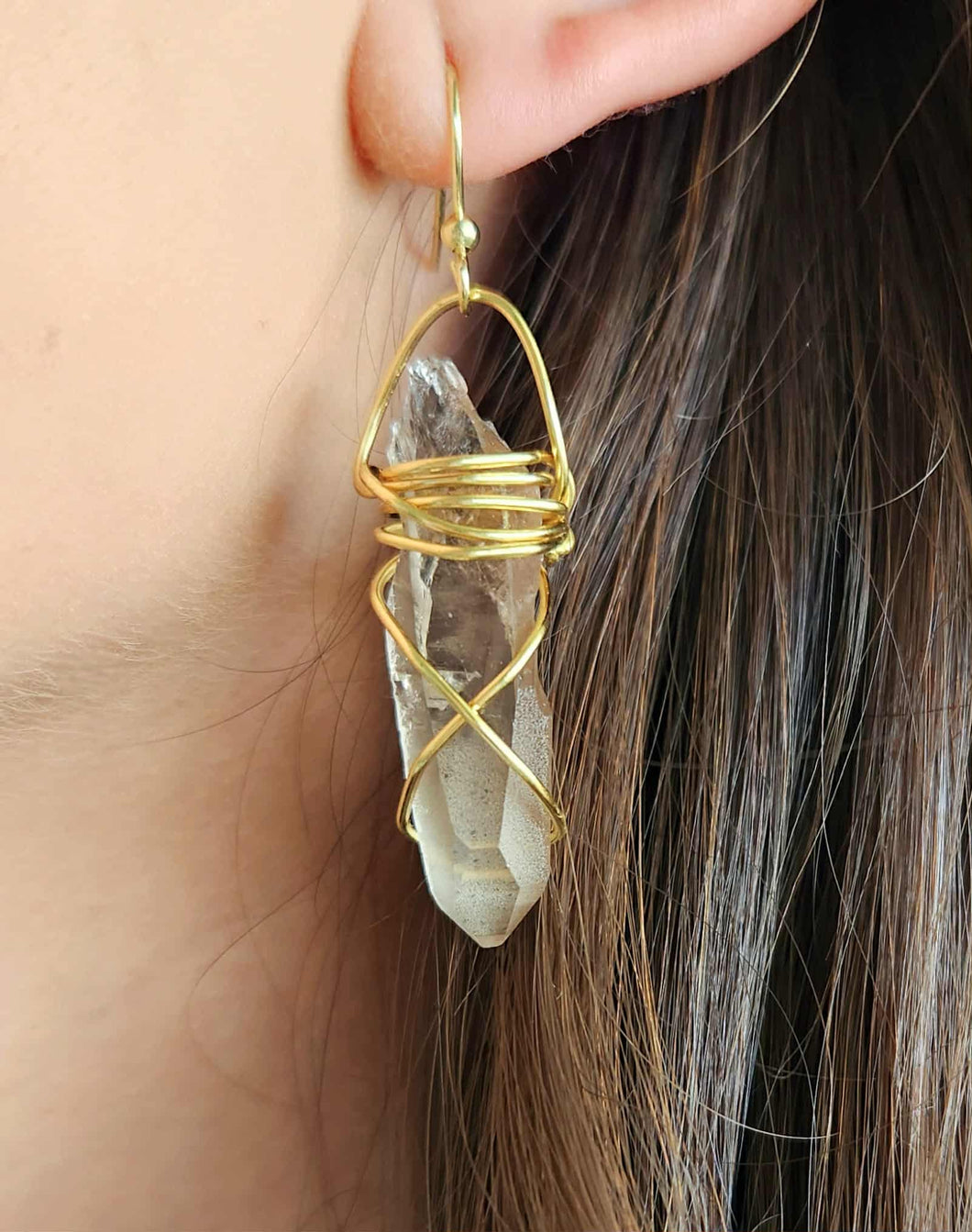 Crystal Goddess earrings - Smokey Quartz