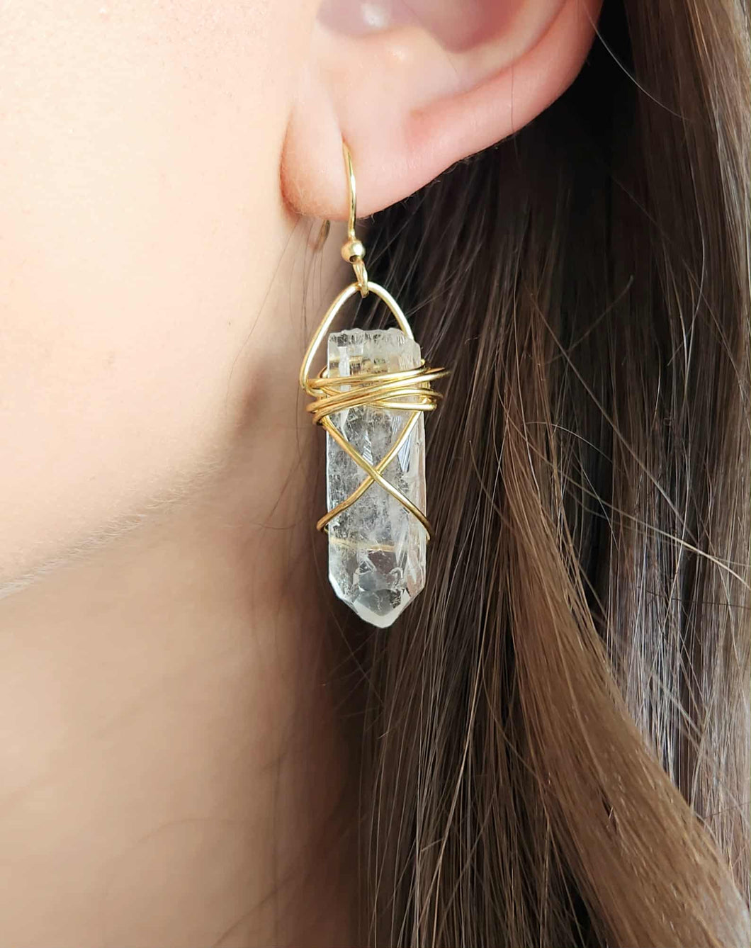 Crystal Goddess earrings - Lemurian Quartz
